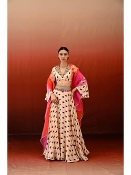 Swati Vijaivargie - Paisley Veena Blouse with Skirt & Dupatta (Set of 3)