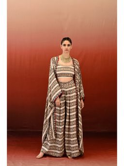 Swati Vijaivargie - Printed Embrodiered Noor Cape & Palazzo (Set of 2)