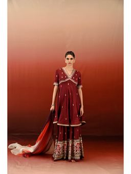 Swati Vijaivargie - Printed Raat Rani Kurta & Sharara with Dupatta (Set of 3)