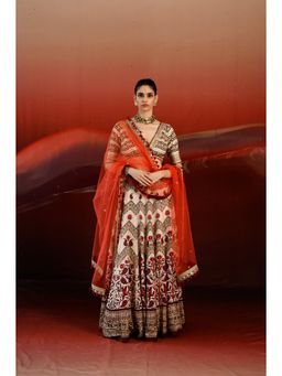 Swati Vijaivargie - Paisley Tammana Blouse with Skirt & Dupatta (Set of 3)