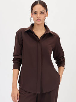 Femmella - Brown Solid Travel Shirt