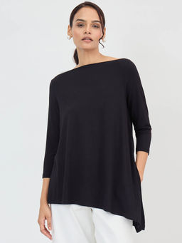 Femmella - Black Asymmetric Hem Top