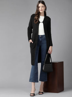 CAYMAN - Women Wool Longline Solid Shrug