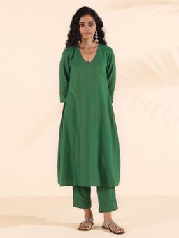 trueBrowns - Green Cotton Dobby Co-Ord (Set of 2)