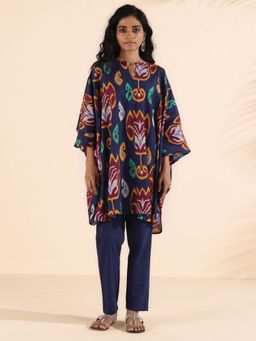 trueBrowns - Multi-Color Cotton Ikat Kaftan with Pant (Set of 2)