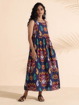 trueBrowns - Multi-Color Cotton Ikat Flared Dress