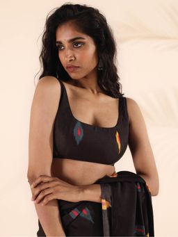 trueBrowns - Brown Muslin Ikat Sleeveless Blouse