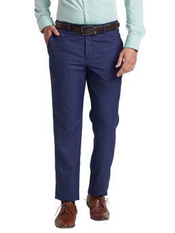 Park Avenue - Regular Fit Checkered Medium Blue Trouser