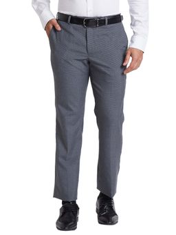 Park Avenue - Regular Fit Houndstooth Light Grey Trouser