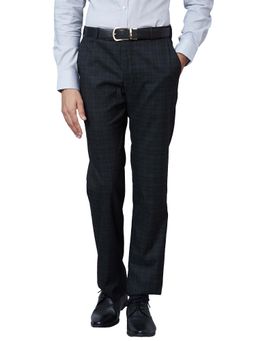 Park Avenue - Regular Fit Checkered Black Trouser