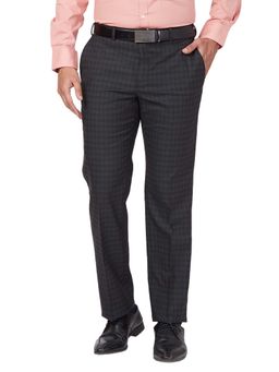 Park Avenue - Regular Fit Checkered Black Trouser