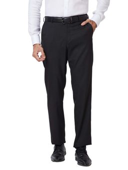 Park Avenue - Regular Fit Solid Black Trouser