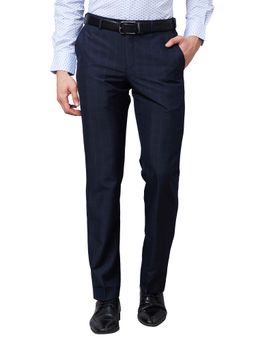 Park Avenue - Regular Fit Checkered Dark Blue Trouser