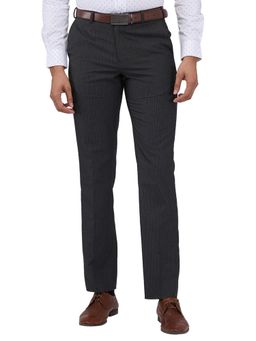 Park Avenue - Regular Fit Striped Dark Grey Trouser