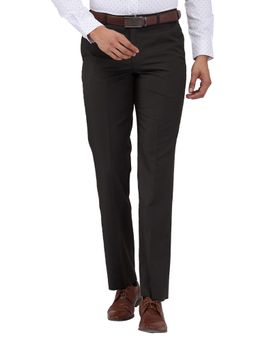 Park Avenue - Regular Fit Solid Dark Brown Trouser