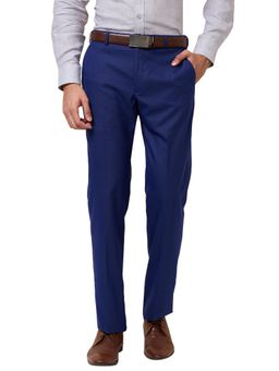 Park Avenue - Regular Fit Checkered Dark Blue Trouser