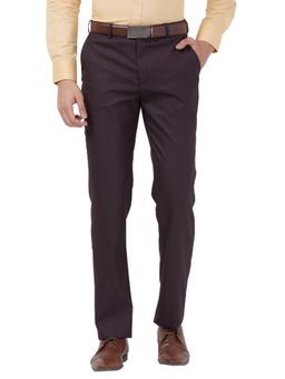 Park Avenue - Regular Fit Checkered Dark Brown Trouser