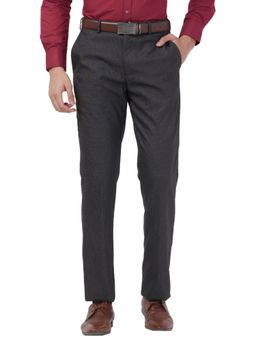 Park Avenue - Regular Fit Textured Dark Grey Trouser