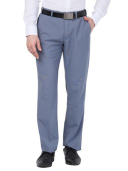Park Avenue - Regular Fit Solid Medium Blue Trouser