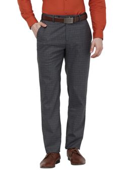 Raymond - Slim Fit Checkered Dark Grey Trouser
