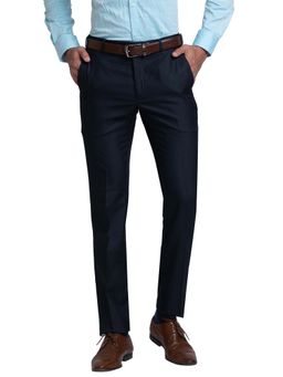 Raymond - Slim Fit Checkered Dark Blue Trouser