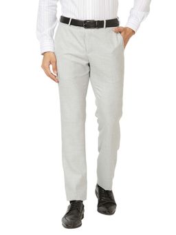 Raymond - Slim Fit Textured Medium Grey Trouser