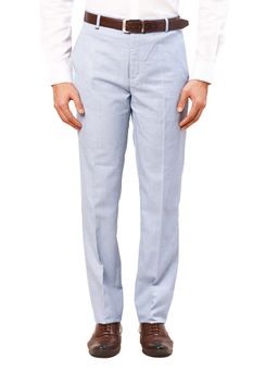 Raymond - Slim Fit Textured Medium Blue Trouser