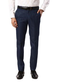 Raymond - Slim Fit Checkered Dark Blue Trouser