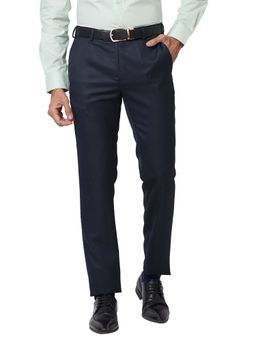 Raymond - Slim Fit Solid Dark Blue Trouser