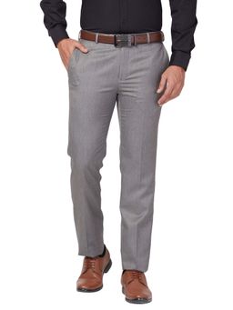 Raymond - Slim Fit Textured Medium Grey Trouser