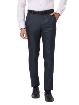 Raymond - Slim Fit Checkered Dark Blue Trouser