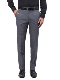 Raymond - Slim Fit Striped Medium Grey Trouser