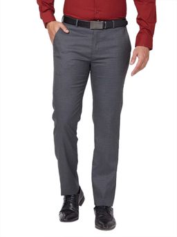 Raymond - Slim Fit Checkered Dark Grey Trouser