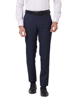 Raymond - Slim Fit Structure Dark Blue Trouser