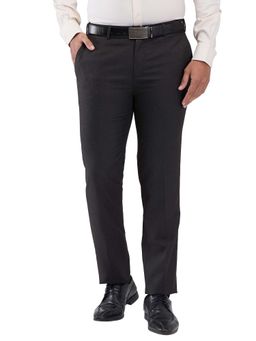 Raymond - Slim Fit Textured Dark Brown Trouser
