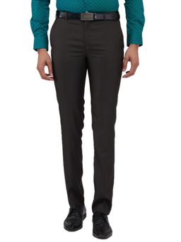 Raymond - Slim Fit Structure Dark Brown Trouser