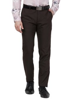 Raymond - Slim Fit Checkered Dark Brown Trouser