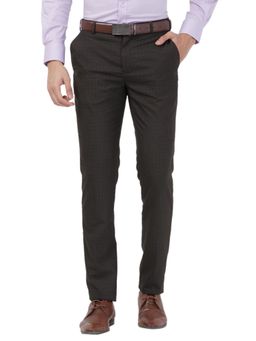 Raymond - Slim Fit Checkered Dark Brown Trouser