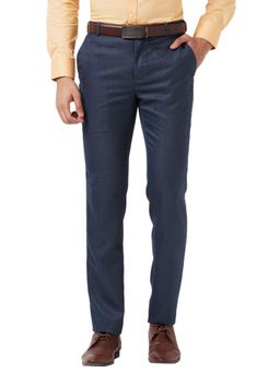Raymond - Slim Fit Structure Dark Blue Trouser