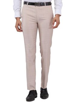 Raymond - Slim Fit Checkered Medium Beige Trouser