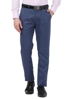Raymond - Slim Fit Solid Medium Blue Trouser