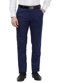 Raymond - Slim Fit Solid Dark Blue Trouser