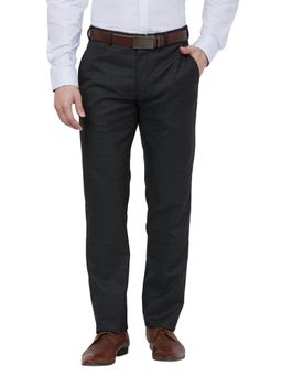Raymond - Slim Fit Checkered Dark Grey Trouser