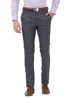 Raymond - Slim Fit Checkered Dark Grey Trouser