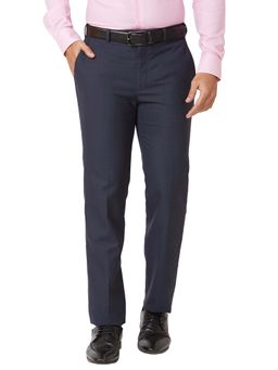 Raymond - Regular Fit Checkered Dark Blue Trouser