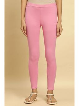 W - Skinny Fit Pink Cotton Blend Leggings