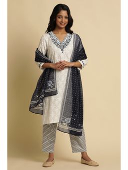 W - Blue Geometric Print Viscose Dupatta