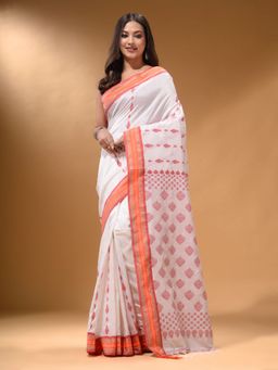Arhi - White Silk Matka Soft Saree with Unstitched Blouse