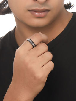 NVR - Mens Black Metal Ring