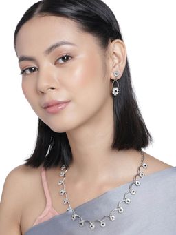 Accessher - Silver Plated Black Ad Studded Handcrafted Necklace Set for Women